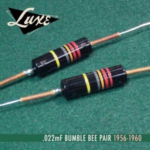 1956-1960 Matched Pair of Luxe Oil-Filled .022mF Bumble Bee Capacitors KBEP022