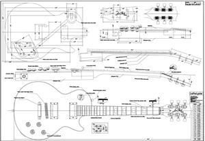 Full Scale Print Plan of Gibson Les Paul 59 Electric Guitar